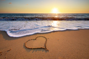29661339 - heart on beach. romantic composition.